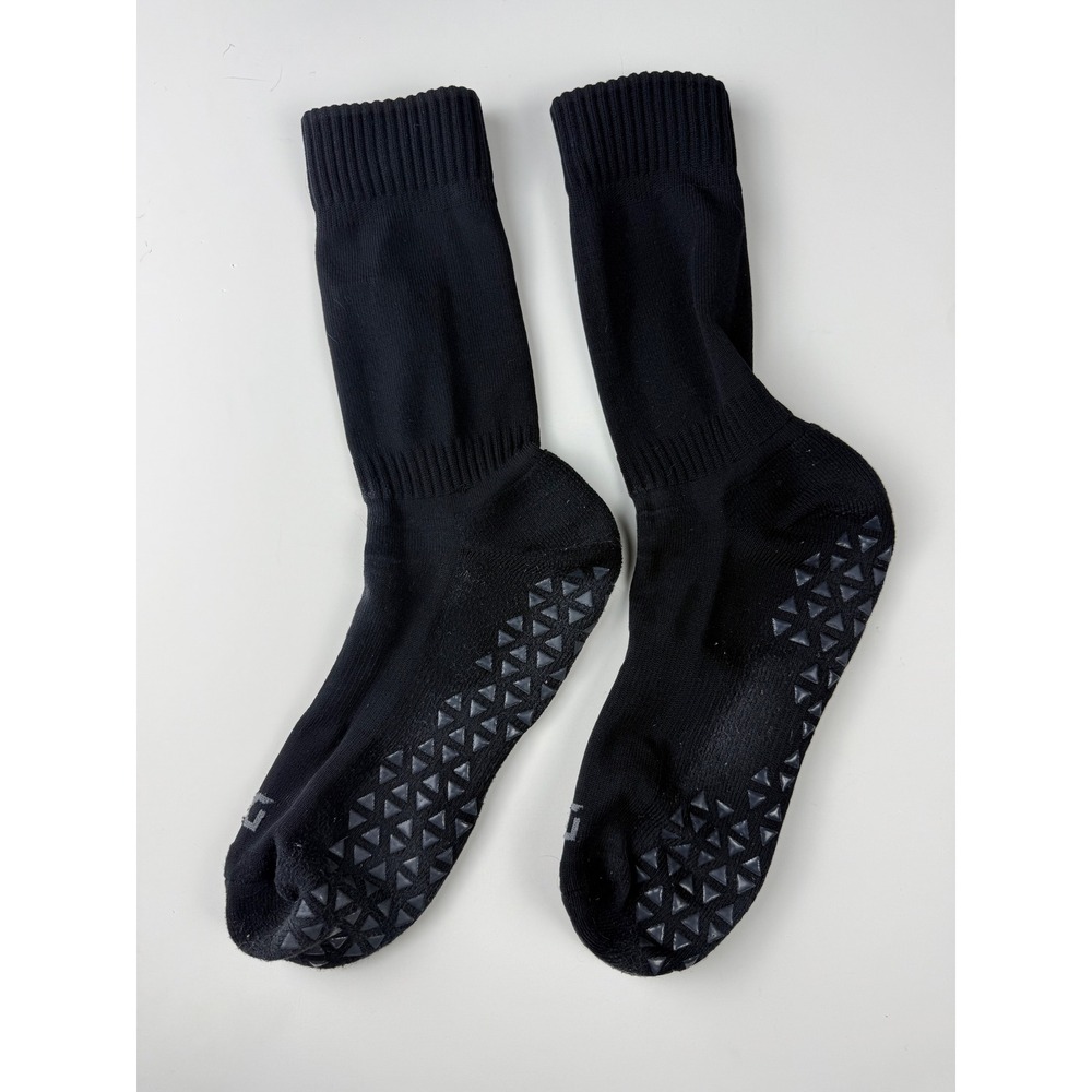 DSG Black Athletic All Sports Crew Socks with Non-Slip Grippers Mens Womens